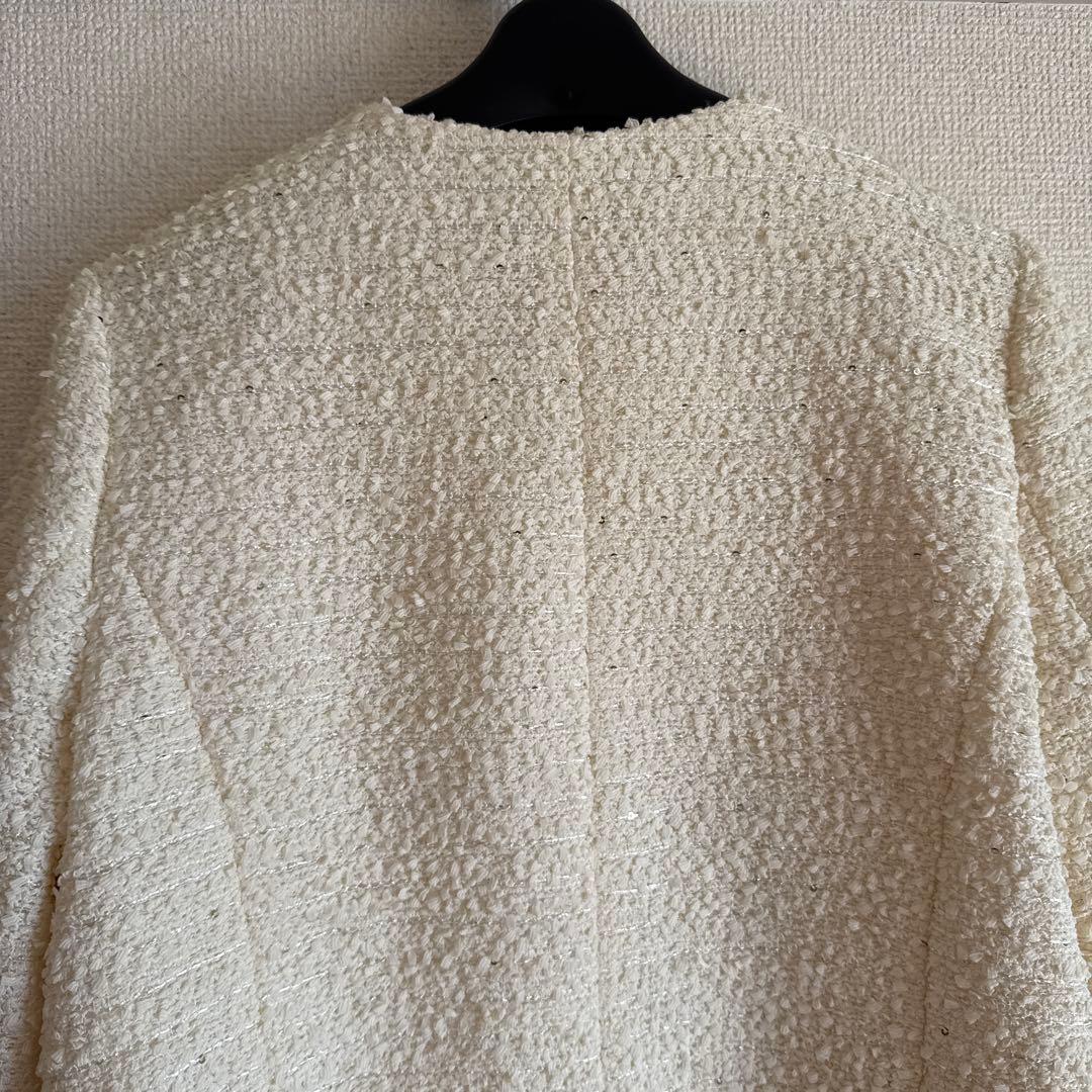 【新品】　ジャスグリッティー　キラキラツイードジャケット　オフ白