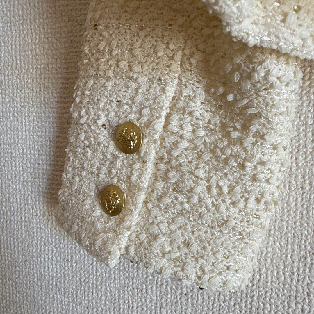 【新品】　ジャスグリッティー　キラキラツイードジャケット　オフ白