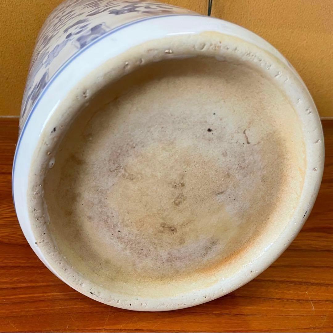 【昭和レトロ】陶器 傘立て 高さ約46㎝ レトロ 花模様 置物 花瓶 ビンテージ