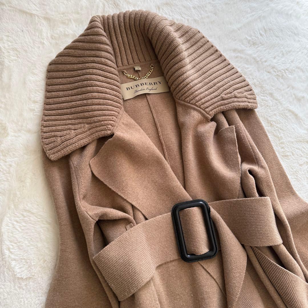 美品　現行　BURBERRY カシミヤ混　ラップコート　ベルト　キャメル