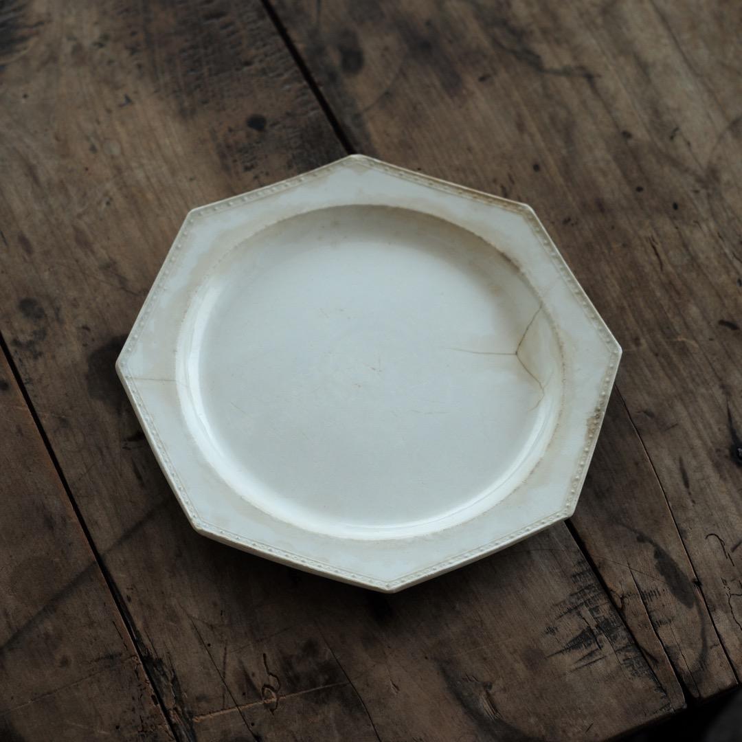 19世紀フランス クレイユ 初期ファイアンスフィーヌ オクトゴナル プレート C