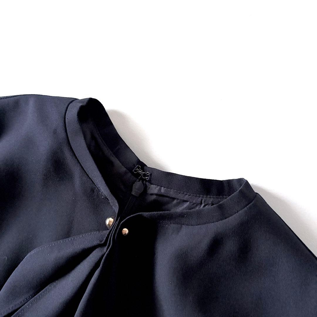 極美品♡　セルフォード　ボウタイプリーツ　ロング　ワンピース　リボン　32　濃紺