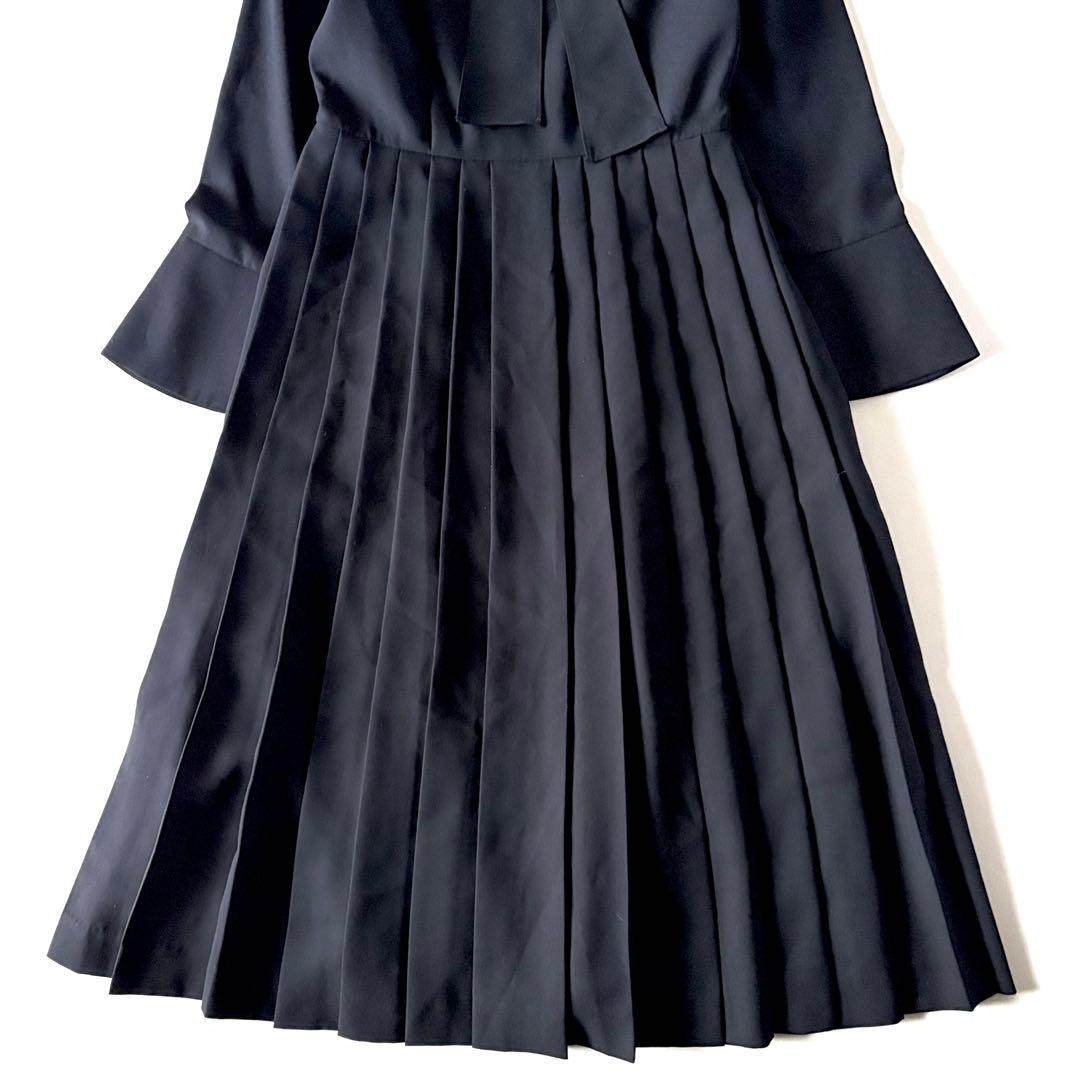 極美品♡　セルフォード　ボウタイプリーツ　ロング　ワンピース　リボン　32　濃紺