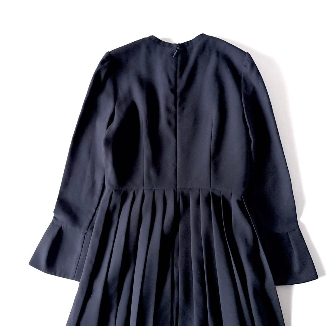 極美品♡　セルフォード　ボウタイプリーツ　ロング　ワンピース　リボン　32　濃紺