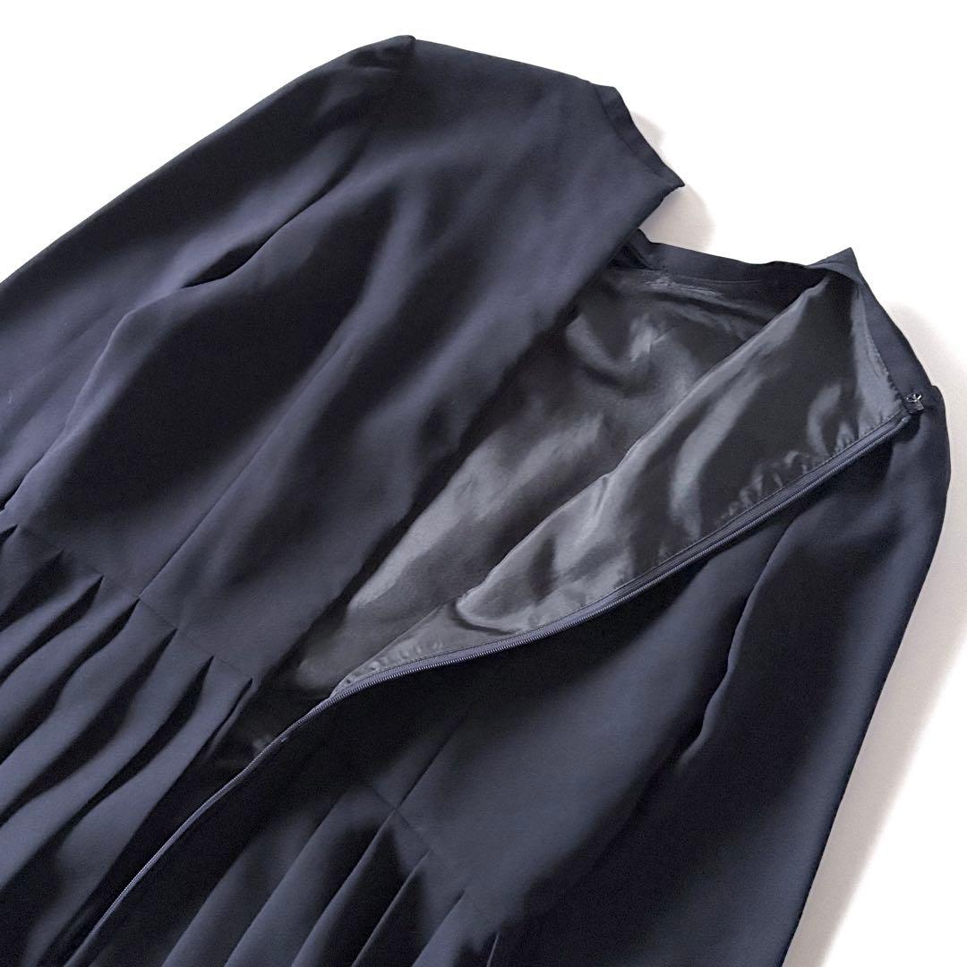 極美品♡　セルフォード　ボウタイプリーツ　ロング　ワンピース　リボン　32　濃紺