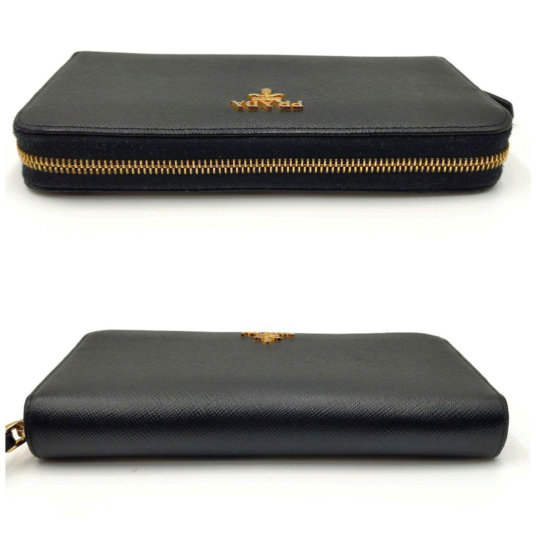 【美品】PRADA プラダ 長財布 ラウンドファスナー 箱付 黒 ①