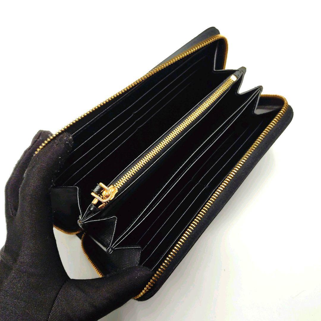 【美品】PRADA プラダ 長財布 ラウンドファスナー 箱付 黒 ①