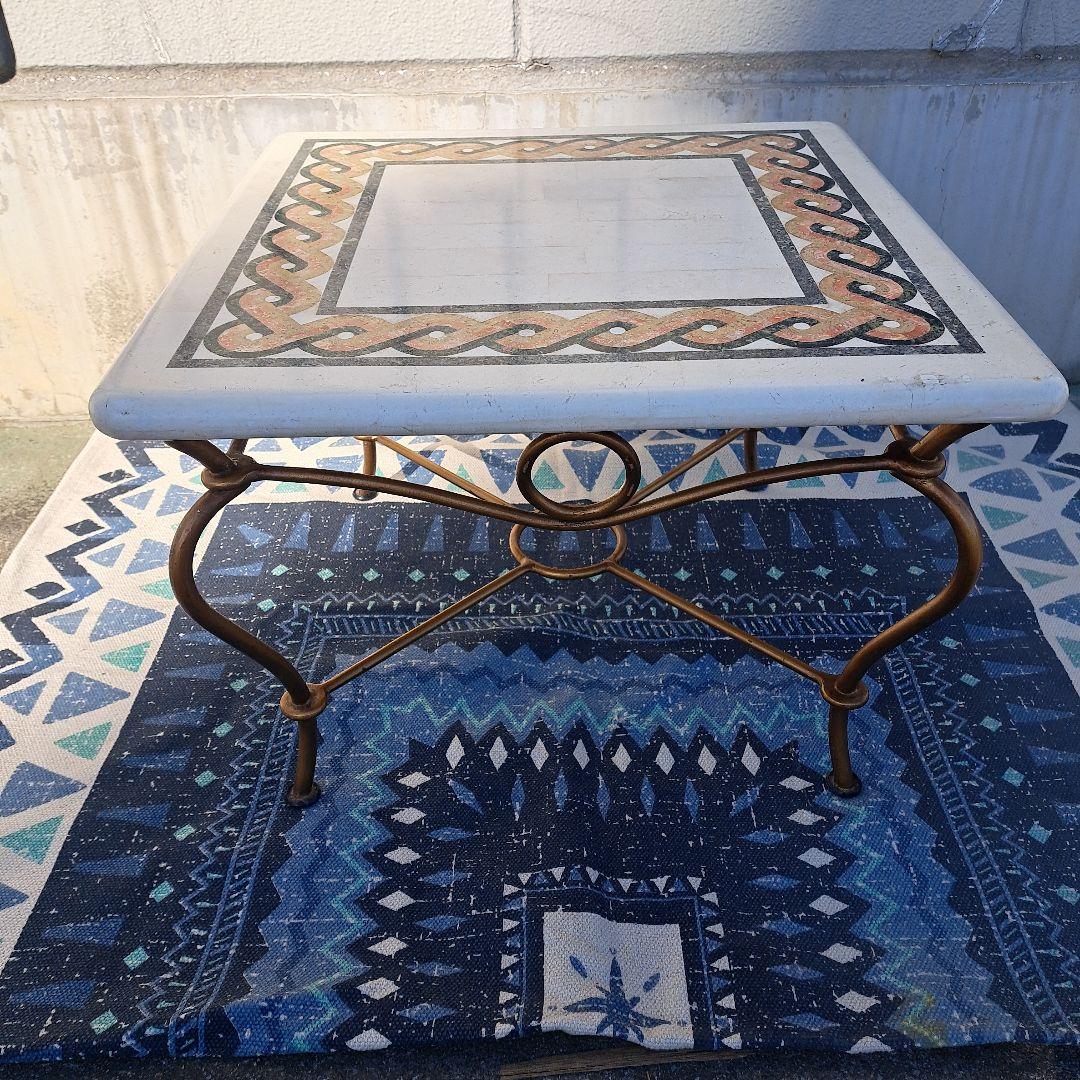 ♡大理石　モザイクタイル天板がおしゃれなアンティーク調 アイアンテーブル♡