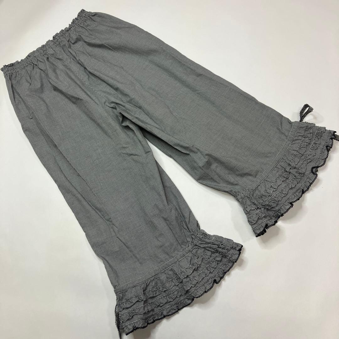 ピンクハウス 黒×白ギンガムチェック ピコフリル使い ドロワーズ