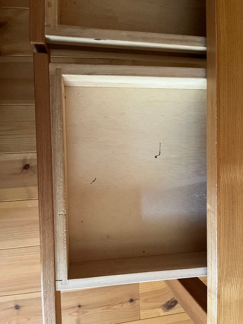 ★momom　無印良品　タモ材　ローテーブル　引出し付　無垢材　北欧