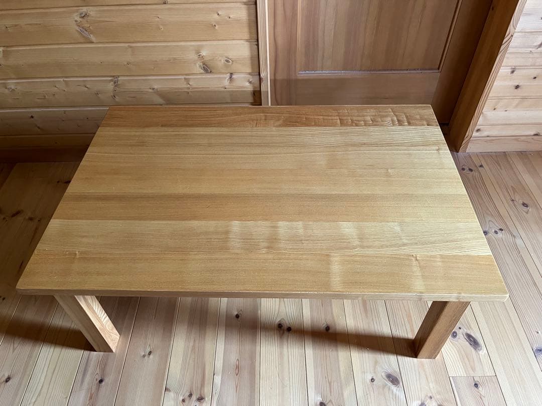 ★momom　無印良品　タモ材　ローテーブル　引出し付　無垢材　北欧