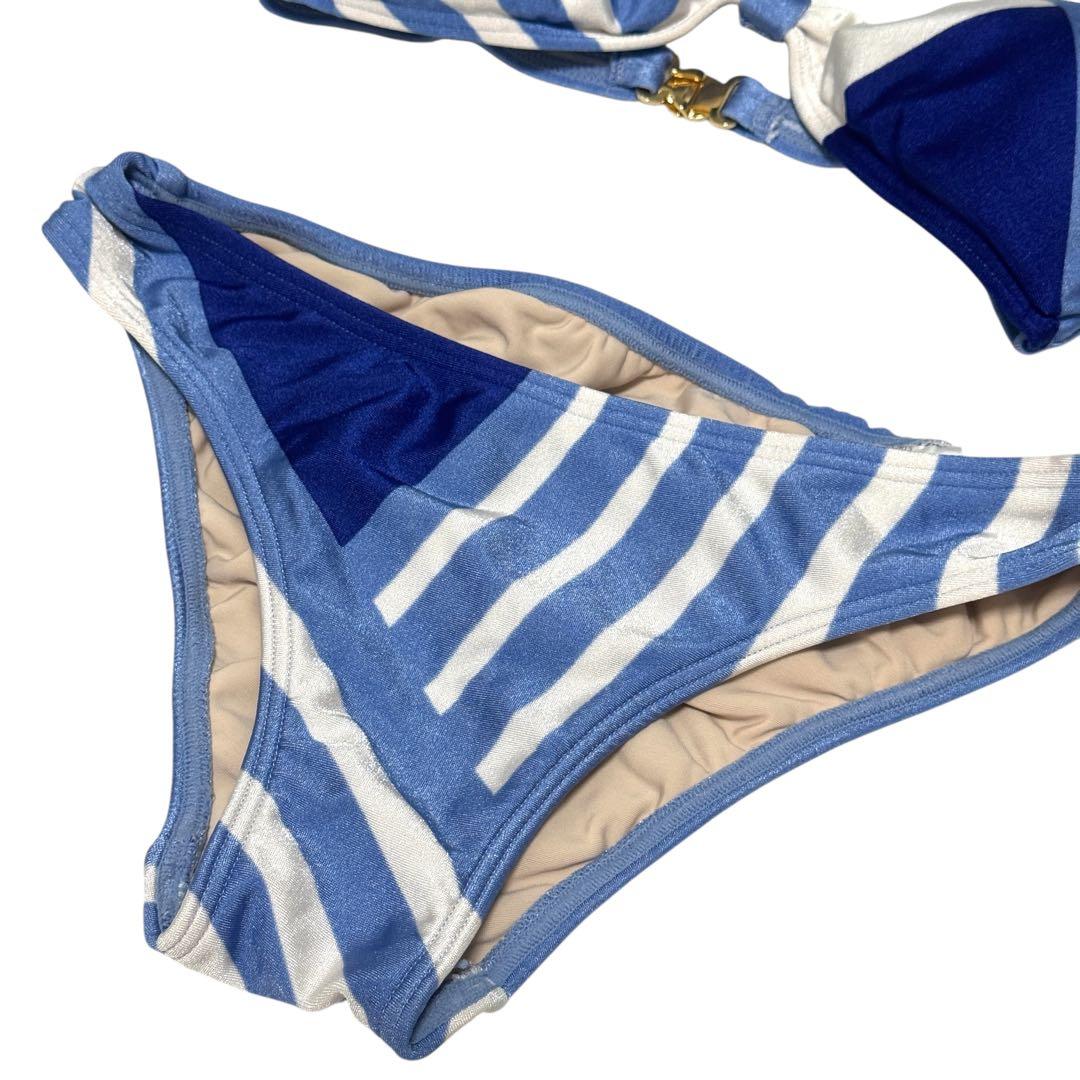 新品同様 クリスチャン ディオール CDロゴ 金具 水着 ビキニ　ブルー M