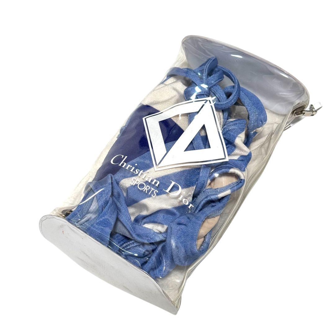 新品同様 クリスチャン ディオール CDロゴ 金具 水着 ビキニ　ブルー M