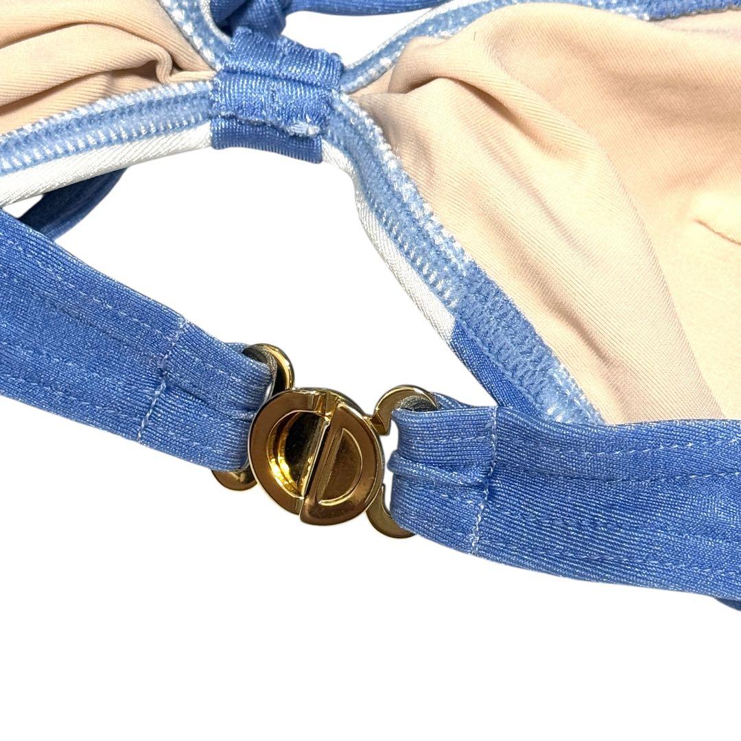 新品同様 クリスチャン ディオール CDロゴ 金具 水着 ビキニ　ブルー M