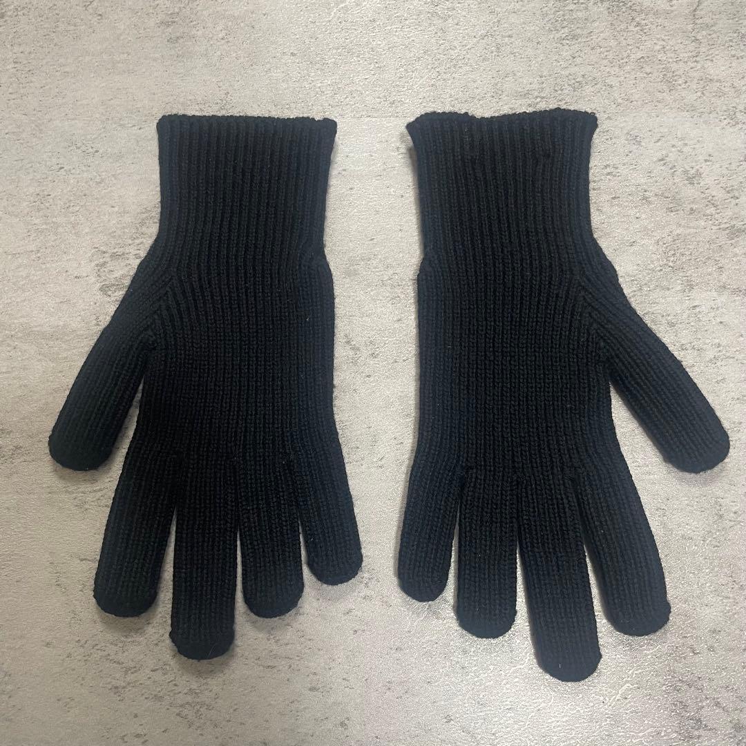 美品 MONCLER 手袋 ロゴ ワッペン ニット グローブ レディース M