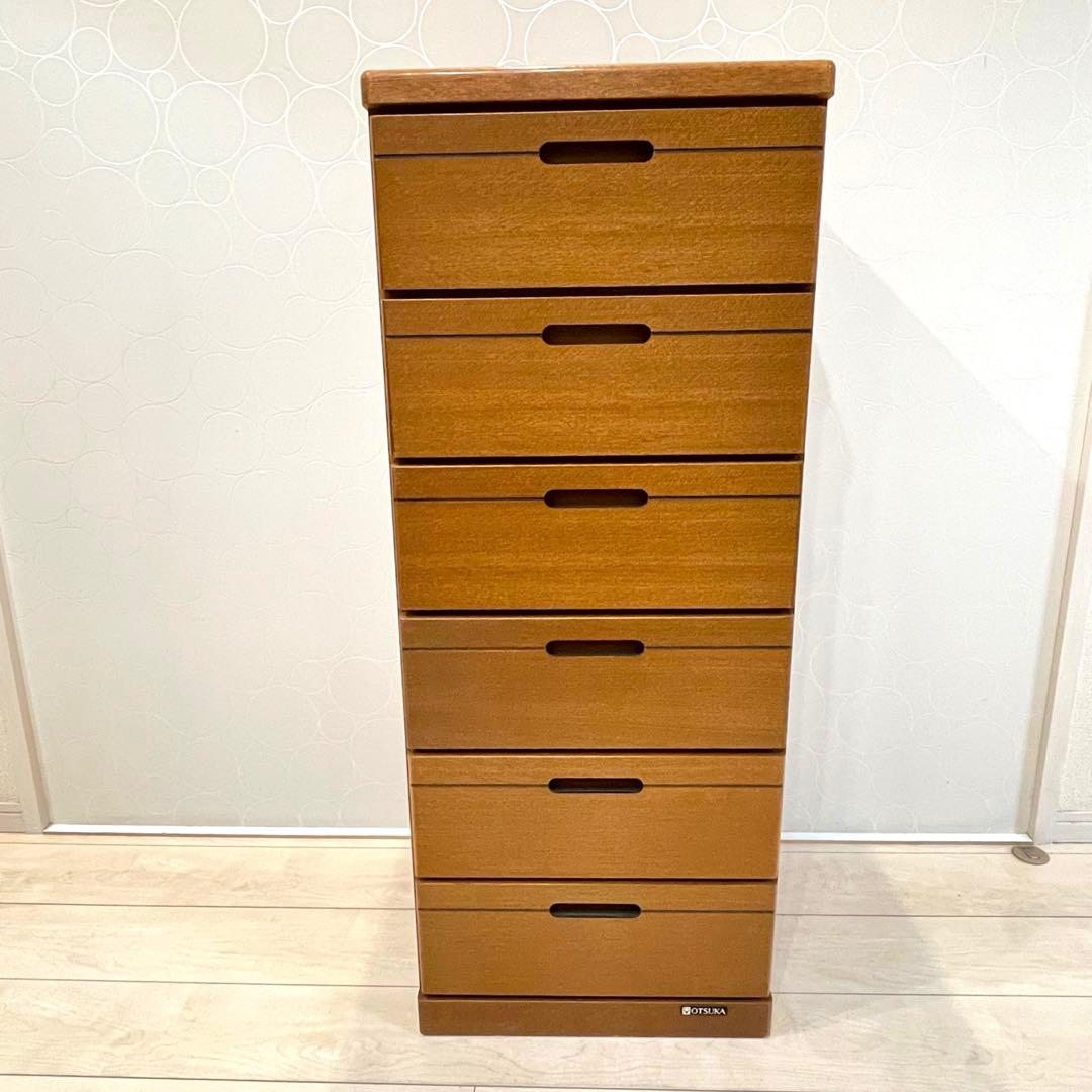 【美品】大塚家具 ナラ材 チェスト6段 天然木 整理ダンス 衣類収納
