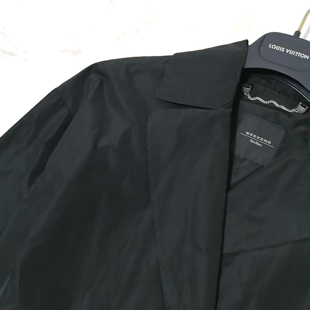 美品✨マックスマーラ　スプリングコート　リボン　フレア　Aライン　黒　40　上品