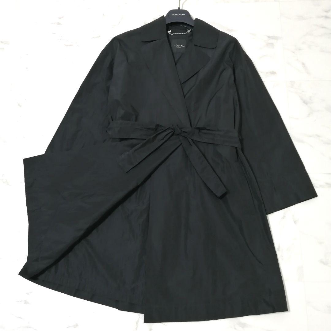 美品✨マックスマーラ　スプリングコート　リボン　フレア　Aライン　黒　40　上品