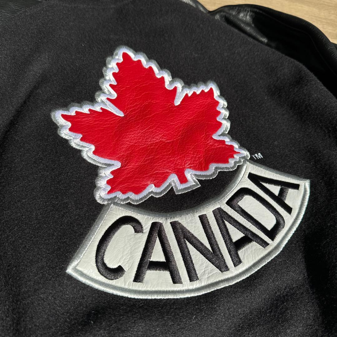 古着 90's \"old NIKE\" カナダ製 レザー x ウール スタジャン