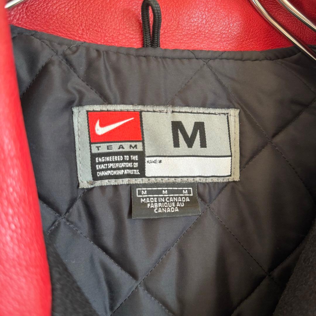 古着 90's \"old NIKE\" カナダ製 レザー x ウール スタジャン