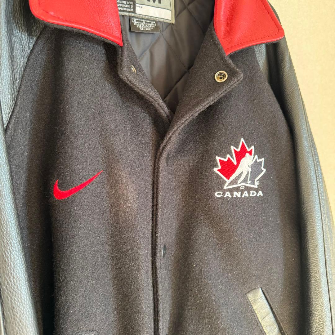 古着 90's \"old NIKE\" カナダ製 レザー x ウール スタジャン