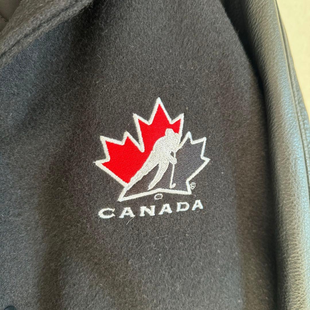 古着 90's \"old NIKE\" カナダ製 レザー x ウール スタジャン