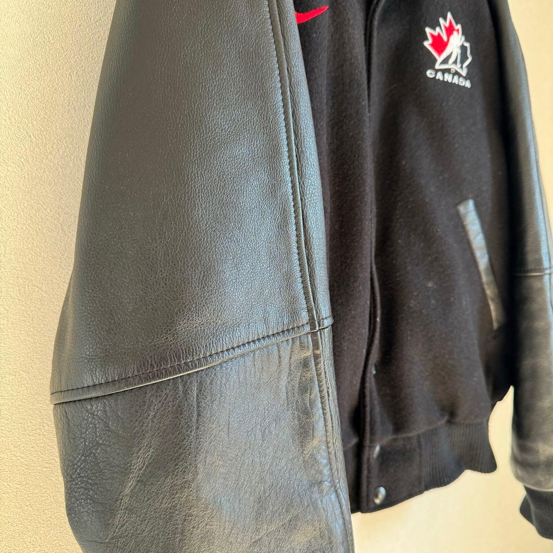 古着 90's \"old NIKE\" カナダ製 レザー x ウール スタジャン