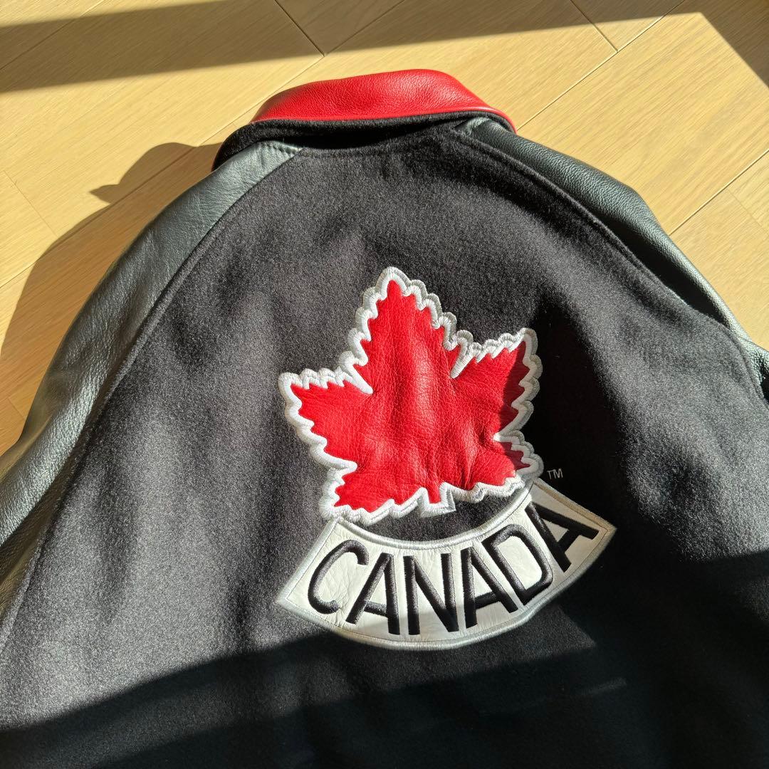 古着 90's \"old NIKE\" カナダ製 レザー x ウール スタジャン