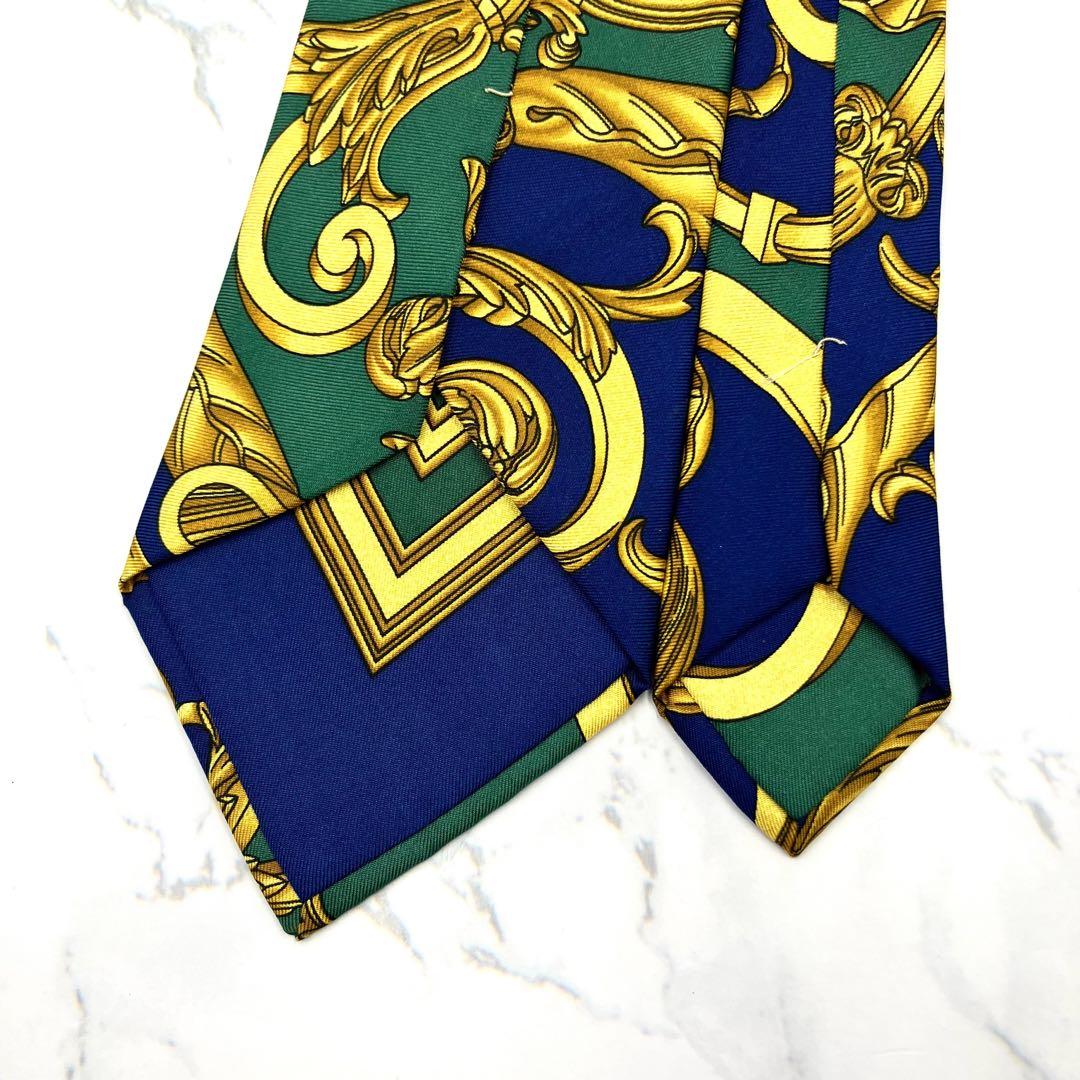 ◆美品◆HERMES エルメス ネクタイ 青色 スカーフ柄 高級感