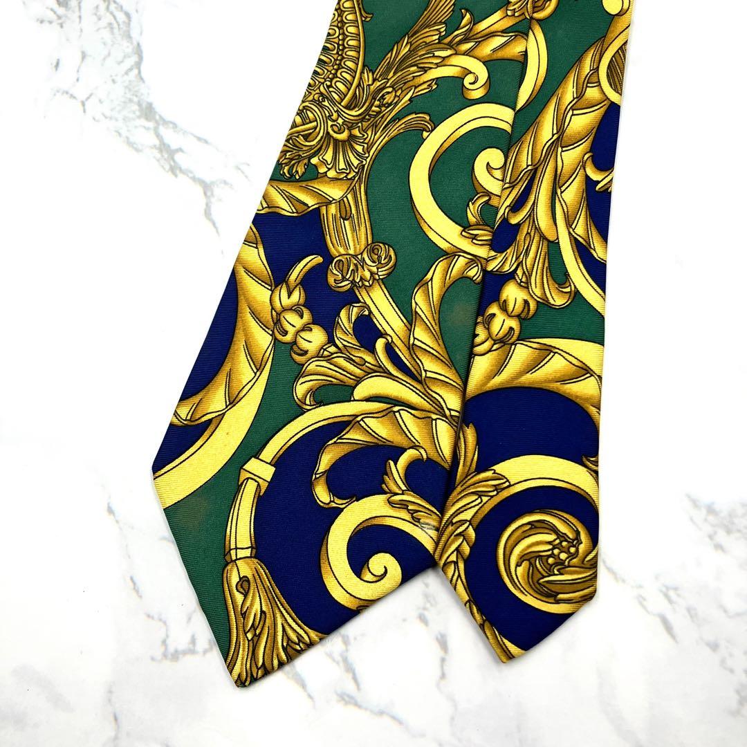 ◆美品◆HERMES エルメス ネクタイ 青色 スカーフ柄 高級感