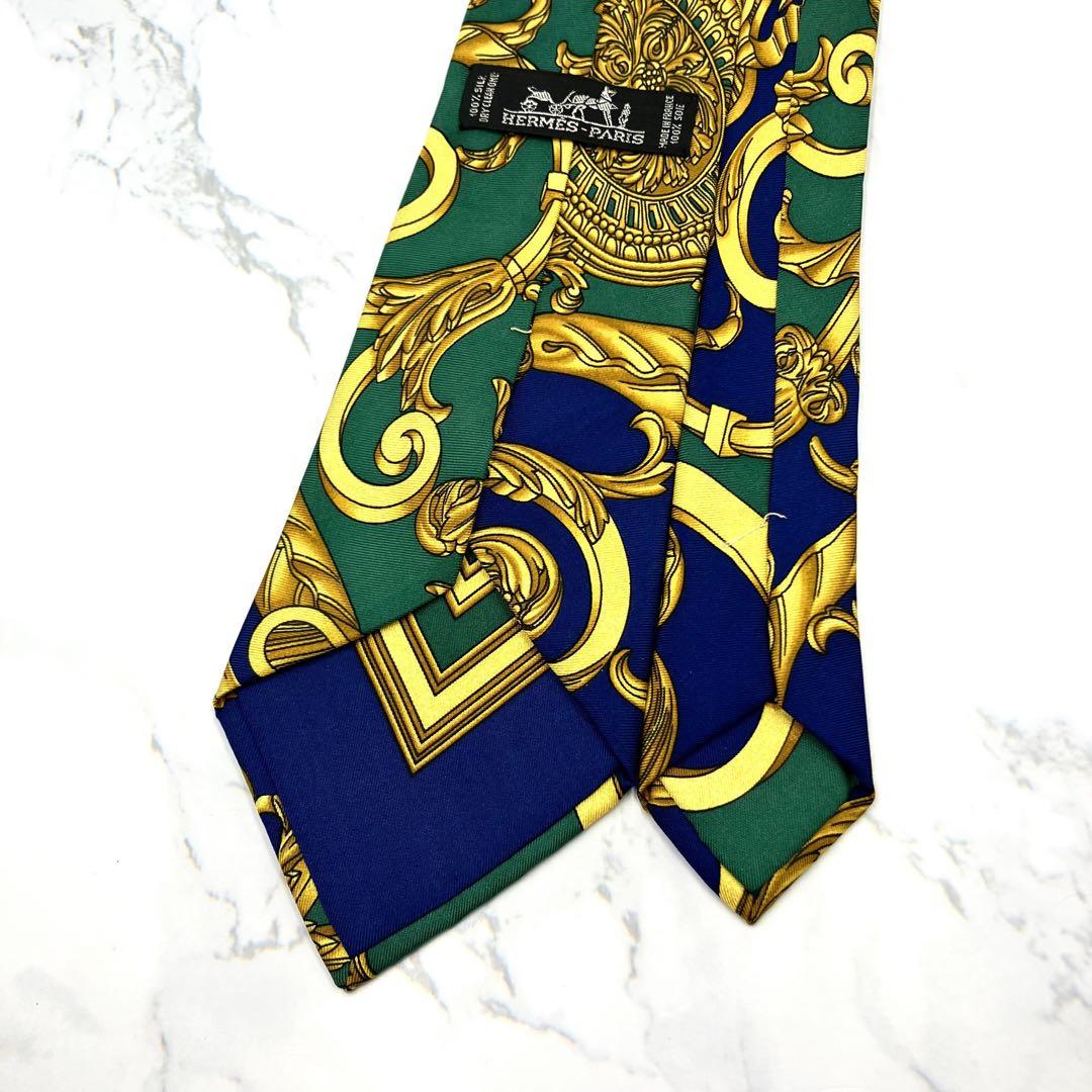 ◆美品◆HERMES エルメス ネクタイ 青色 スカーフ柄 高級感