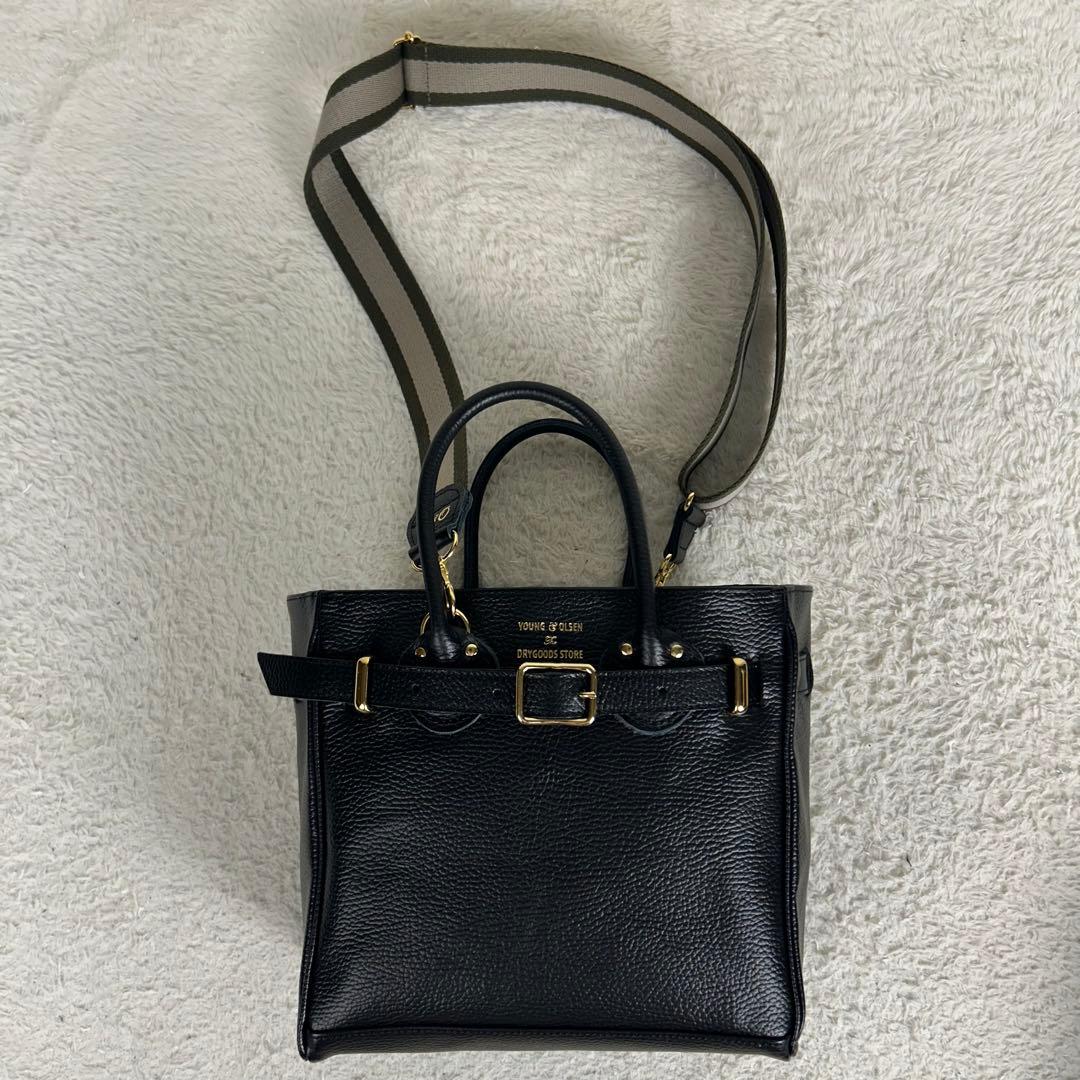 極美品 ヤングアンドオルセン フレームワーク 別注ストラップ付きベルトバック