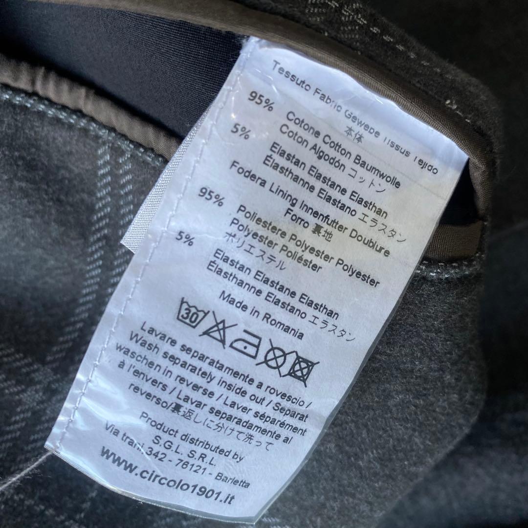 CIRCOLO1901 50サイズ テーラードジャケット チェック グレー XL