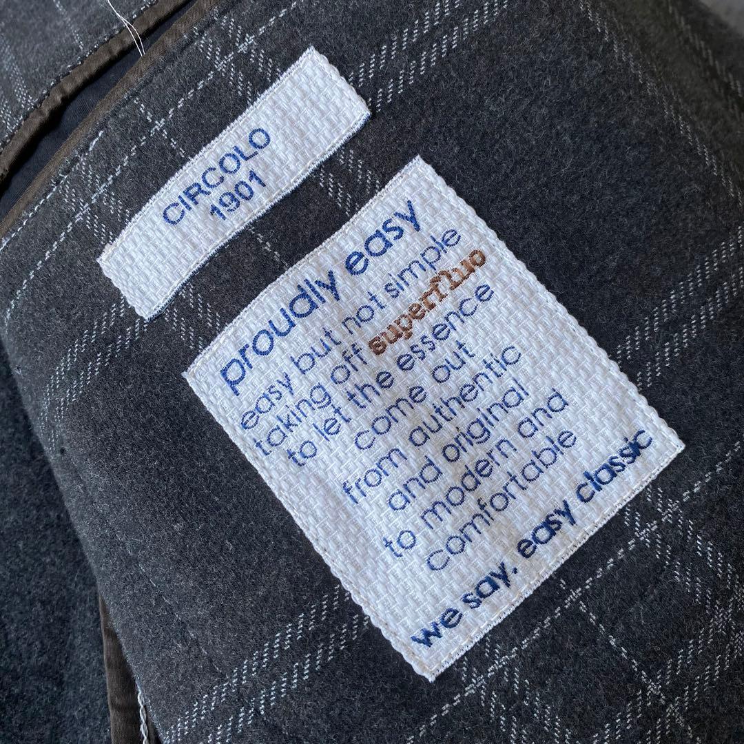 CIRCOLO1901 50サイズ テーラードジャケット チェック グレー XL