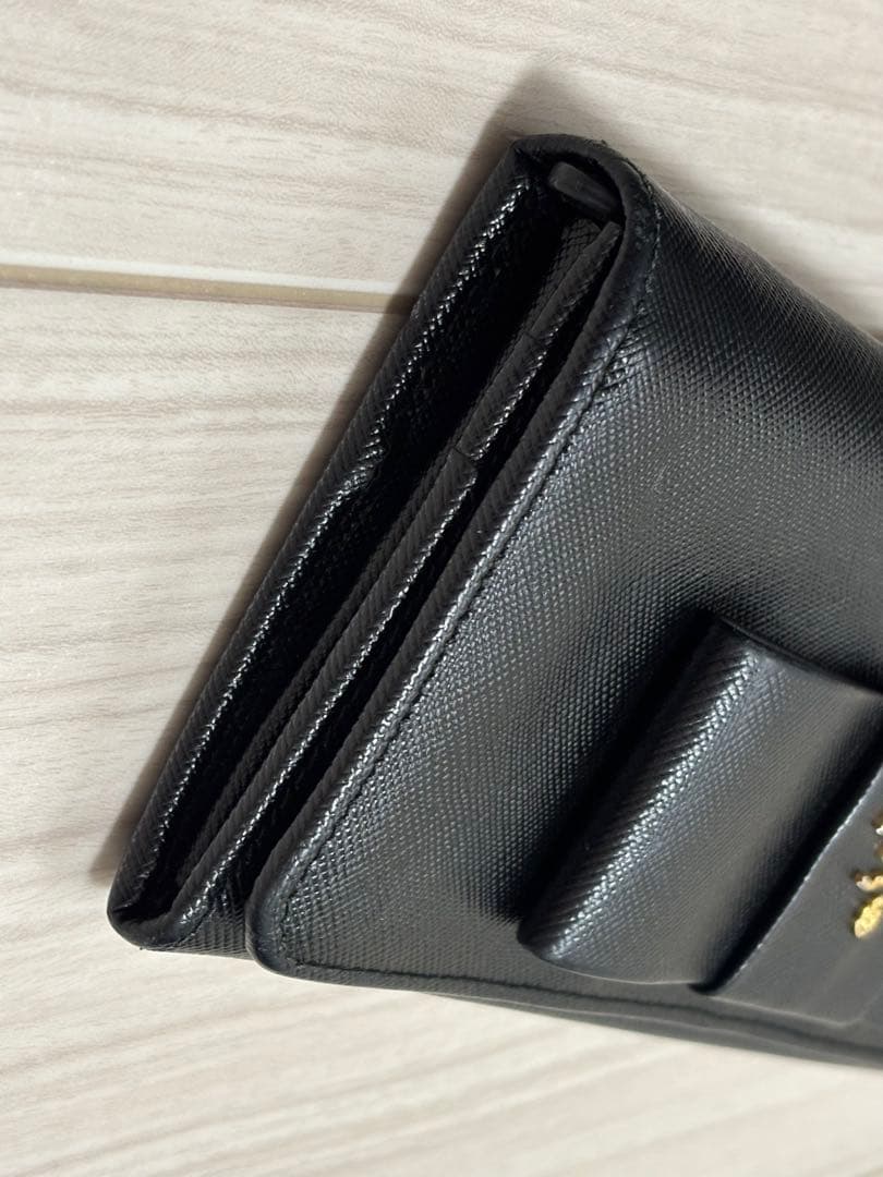 PRADAプラダ リボン 長財布 サフィアーノレザー ブラック