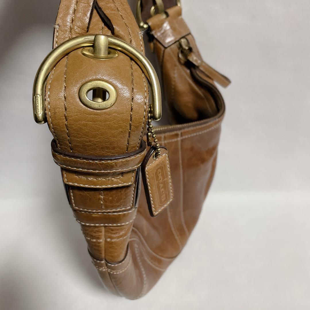 COACH 本革 編み込みハンドル ホーボーバッグ 10043