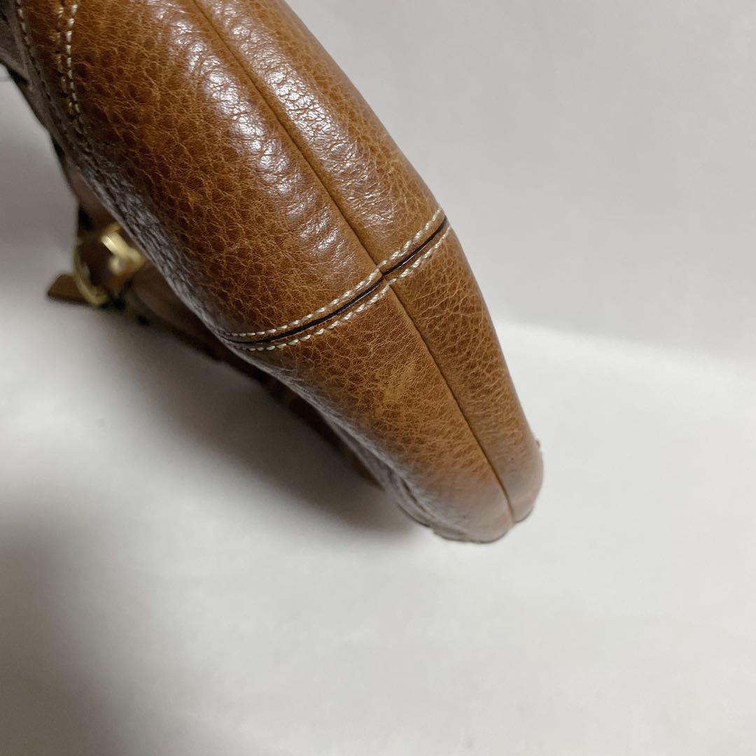 COACH 本革 編み込みハンドル ホーボーバッグ 10043