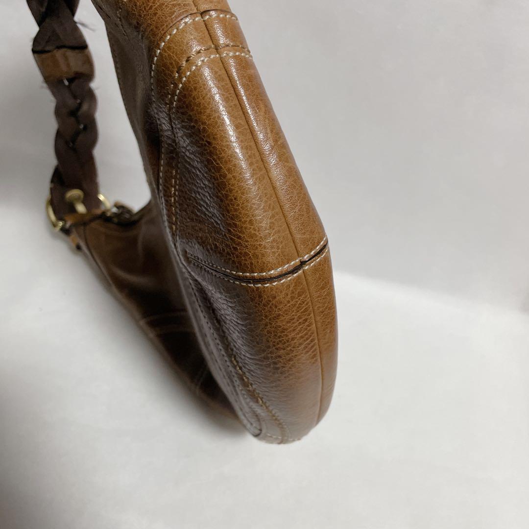 COACH 本革 編み込みハンドル ホーボーバッグ 10043