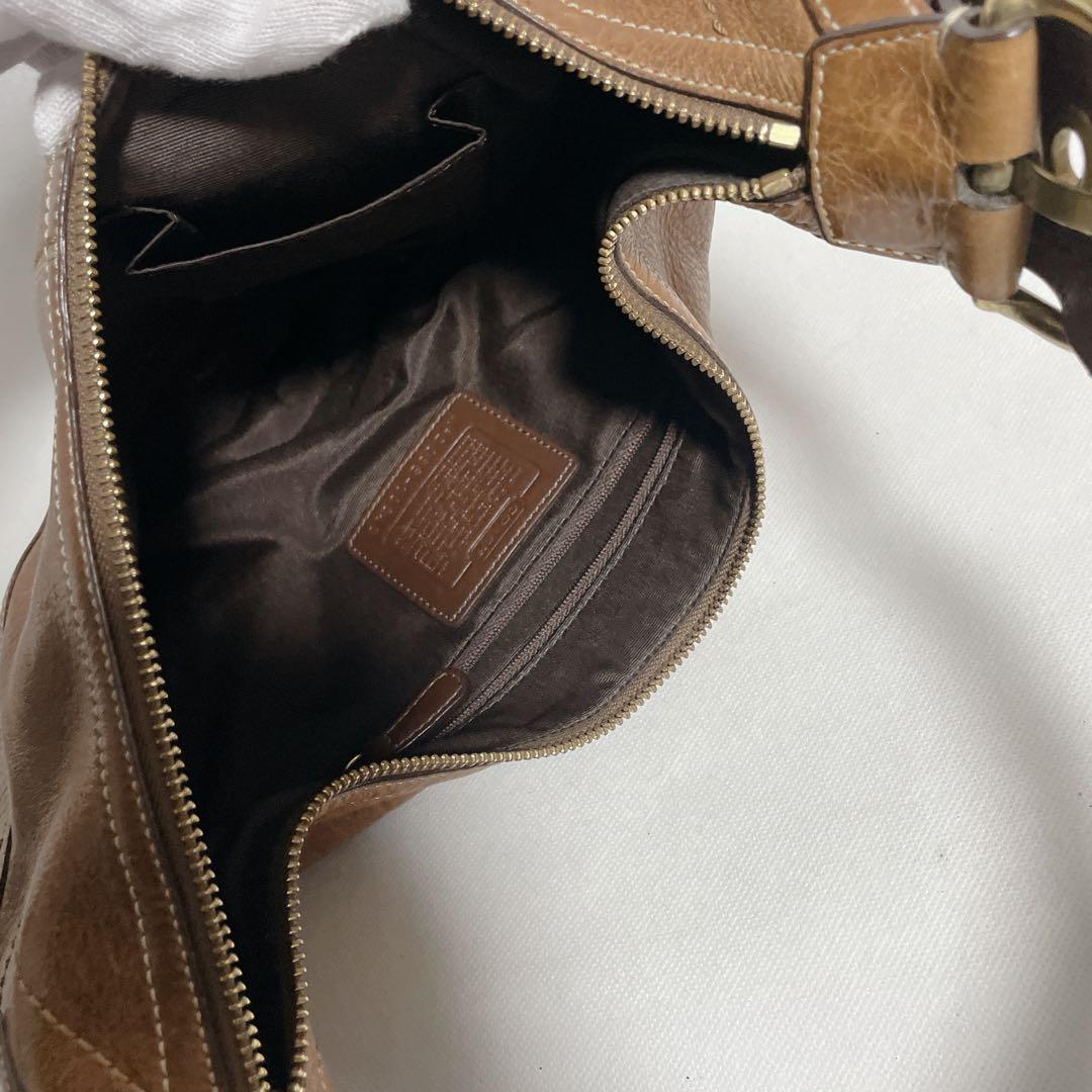 COACH 本革 編み込みハンドル ホーボーバッグ 10043