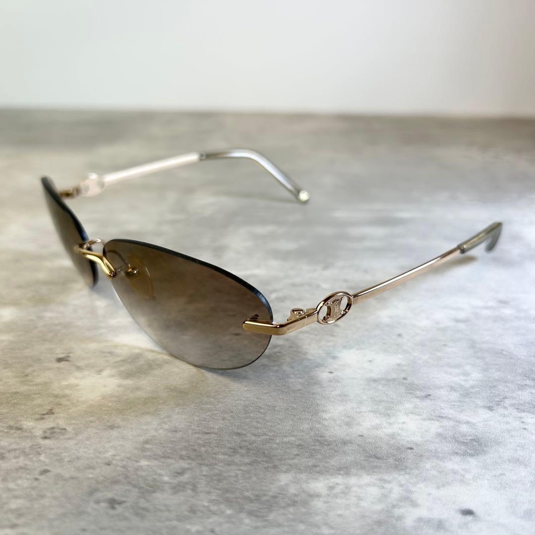 【美品】セリーヌ サングラス SC1159 トリオンフ ゴールドフレーム