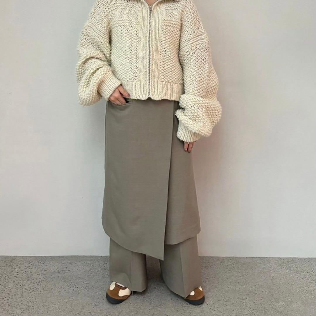 anuke アンヌーク/ラップスカート付きパンツベージュ/36