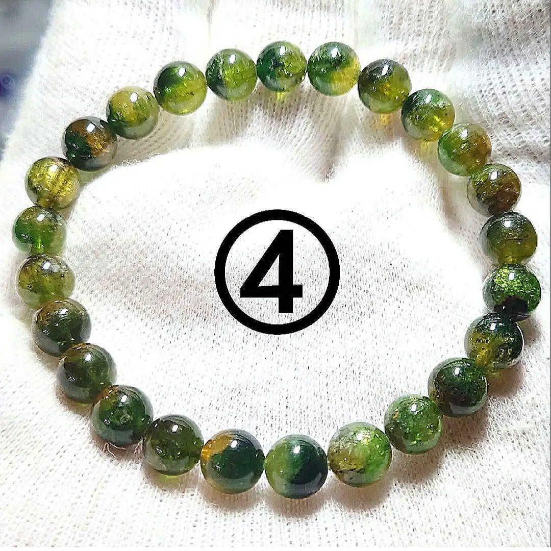 ★(黒狗皐羅！)バイカラーグリーントルマリン 7.5ミリ珠ブレス④(SA)