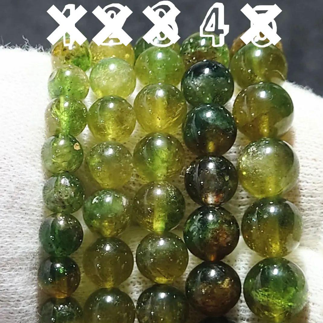 ★(黒狗皐羅！)バイカラーグリーントルマリン 7.5ミリ珠ブレス④(SA)