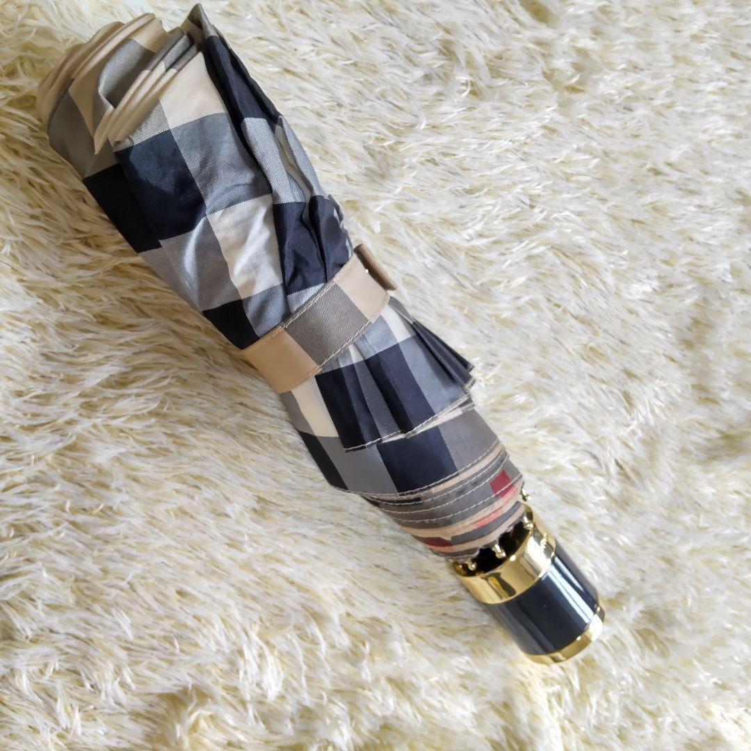 【美品】 BURBERRY バーバリー ノバチェック 折り畳み傘 大きめ 袋付き