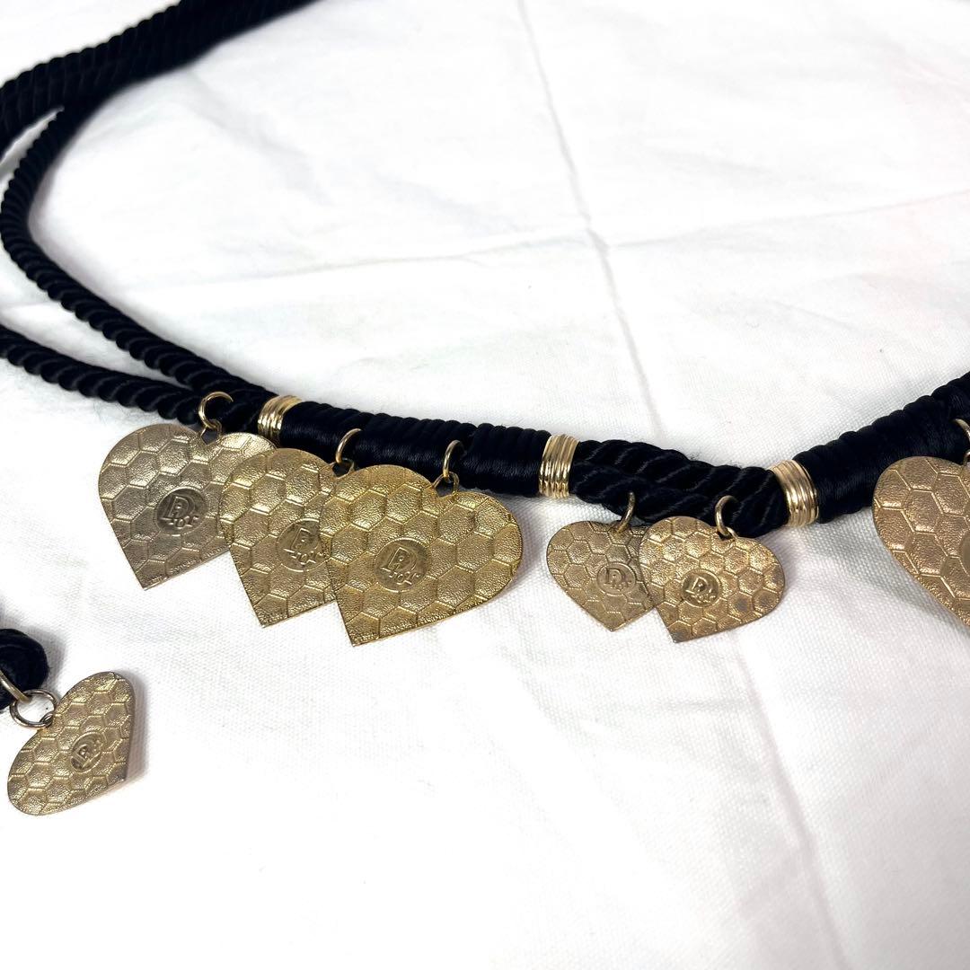 【希少】クリスチャンディオール　ロープベルト　ハート　ハニカム　ゴールド　ロゴ