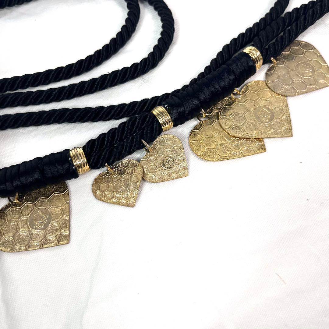 【希少】クリスチャンディオール　ロープベルト　ハート　ハニカム　ゴールド　ロゴ