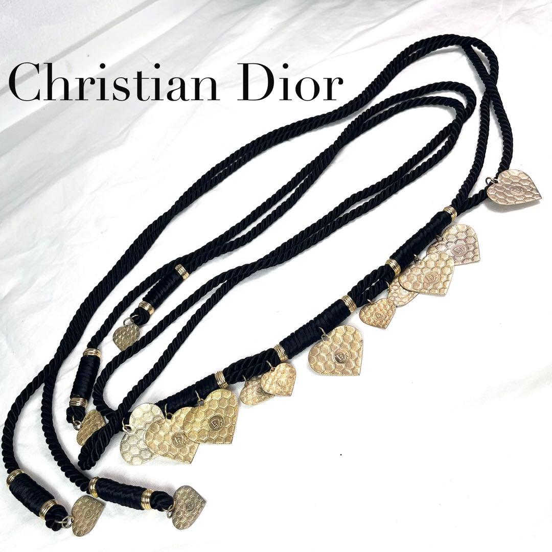 【希少】クリスチャンディオール　ロープベルト　ハート　ハニカム　ゴールド　ロゴ