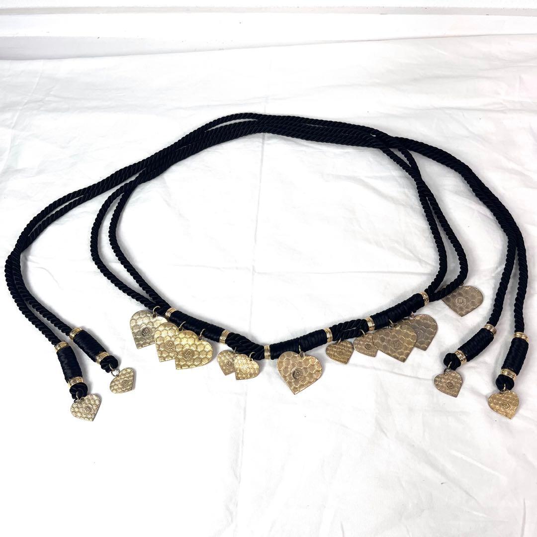 【希少】クリスチャンディオール　ロープベルト　ハート　ハニカム　ゴールド　ロゴ