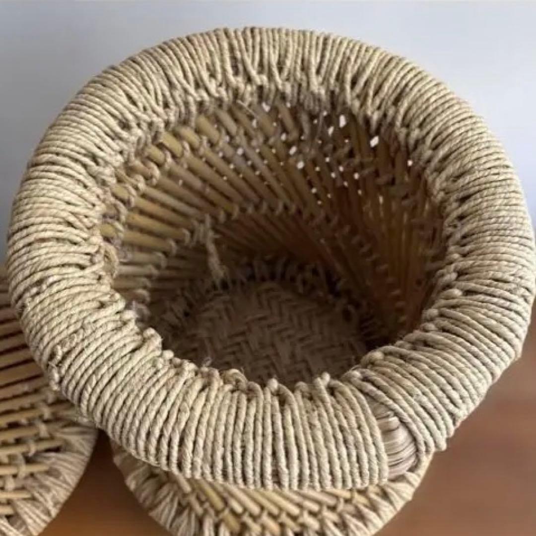 インド　スツール　椅子　2個セット　天然素材　グランピエ　カゴ　India 葛