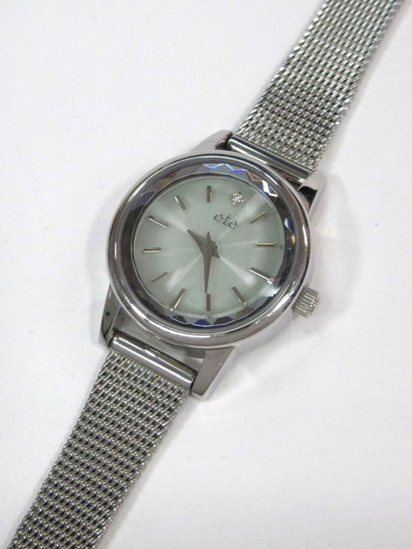 エテ ete ソーラーウォッチ 腕時計 レディース メッシュベルト シルバー